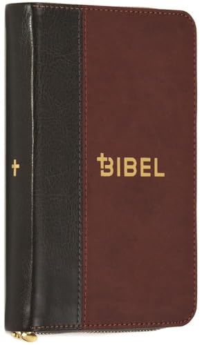 Die Bibel – Schlachter 2000 – Miniaturausgabe (PU-Einband, grau/braun, Goldschnitt, Reißverschluss)