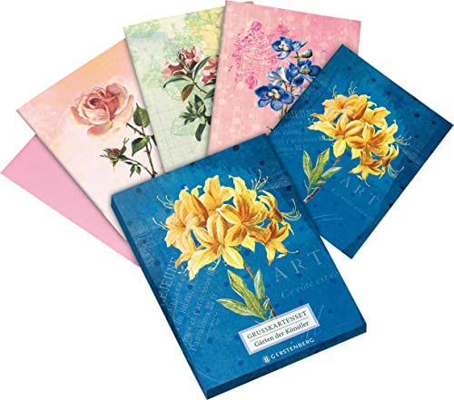 Die Gärten der Künstler Grußkartenset Motiv Gelbe Orchidee: 8 Doppelkarten mit Umschlag, 4 Motive