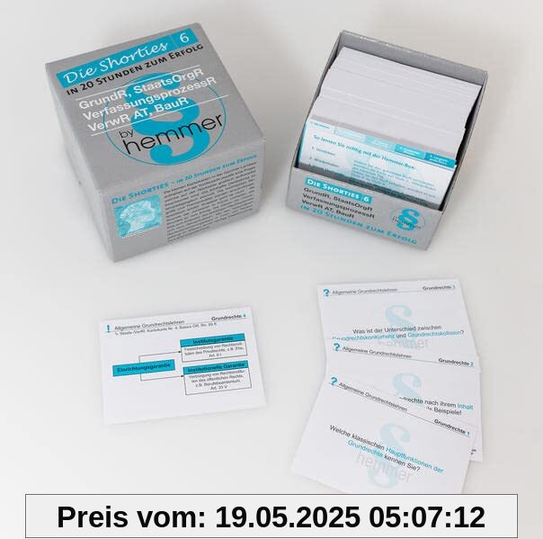 Die Shorties 6. Öffentliches Recht. VerwR, GrundR, BauR, StaatsOrgR, VerfProzR. Minikarteikarten: In 20 Stunden zum Erfolg. Intelligentes Lernen in ... Erfolg (Karteikarten - Öffentliches Recht)
