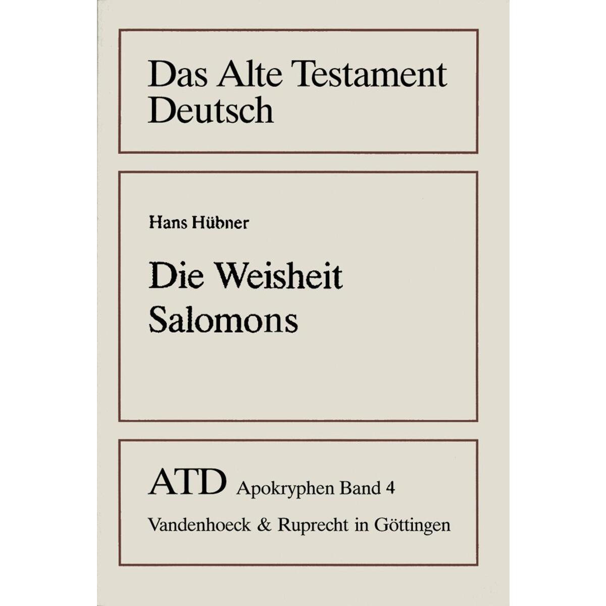Die Weisheit Salomos Die Weisheit Salomos von Vandenhoeck + Ruprecht