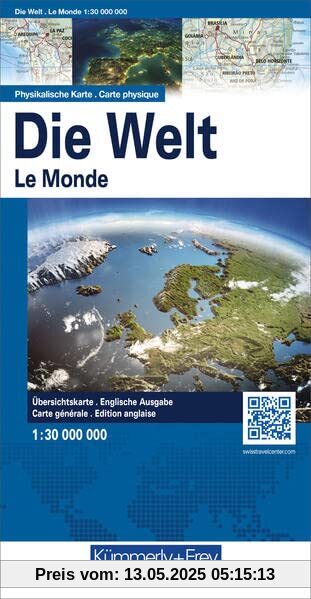 Die Welt, physikalisch, 1:30 Mio. (Kümmerly+Frey Welt- und Kontinentkarten)
