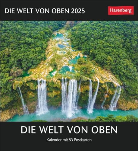 Die Welt von oben Postkartenkalender 2025 - Kalender mit 53 Postkarten: Spektakuläre Luftaufnahmen in einem Wochen-Tischkalender zum Aufstellen. ... Verschicken (Postkartenkalender Harenberg) von Harenberg