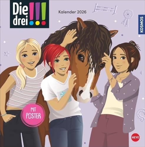 Die drei !!! Broschurkalender 2026: Das Mädchen-Detektiv-Trio in Aktion: Kalender mit coolen Bildern, spannenden Abenteuern und kniffligen ... Eintragen (Kino-Entertainment Kalender Heye) von Heye