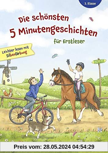 Die schönsten 5 Minutengeschichten für Erstleser (Mädchen Jungen), 2. Klasse - Leichter lesen mit Silbenfärbung - Kinderbücher ab 7-8 Jahre