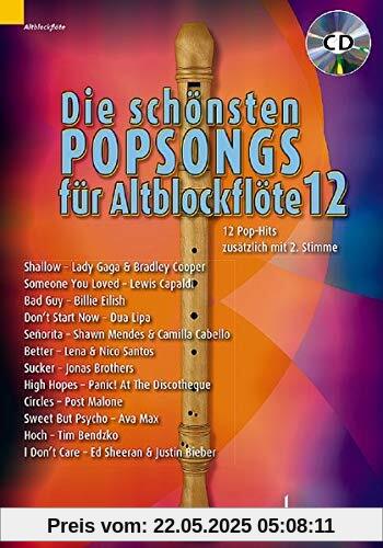 Die schönsten Popsongs für Alt-Blockflöte: 12 Pop-Hits. Band 12. 1-2 Alt-Blockflöten. (Die schönsten Popsongs für Alt-Blockflöte, Band 12)