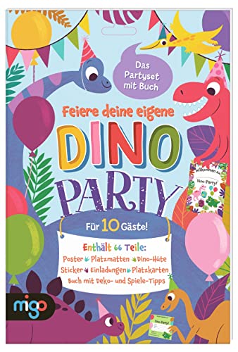 Dino-Party: Das Partyset mit kreativem Begleitbuch, Einladungskarten, Poster, Ausmalsvorlagen, Stickern und vielem mehr von Oetinger