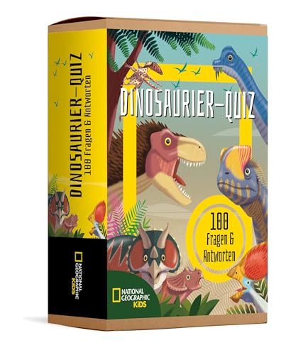Dinosaurier-Quiz. 100 Fragen über Dinosaurier für Quizfans und Dinofans (100 Fragen & Antworten): National Geographic Kids; 100 Fragekarten in einer Aufbewahrungsbox; für Kinder ab 5 Jahren