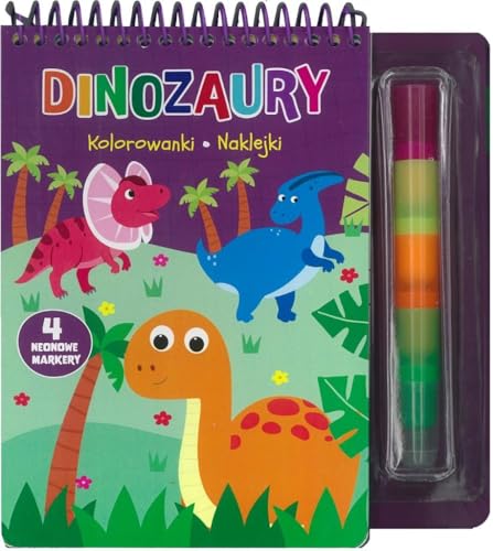 Dinozaury Kolorowanki naklejki: 4 neonowe markery von Olesiejuk