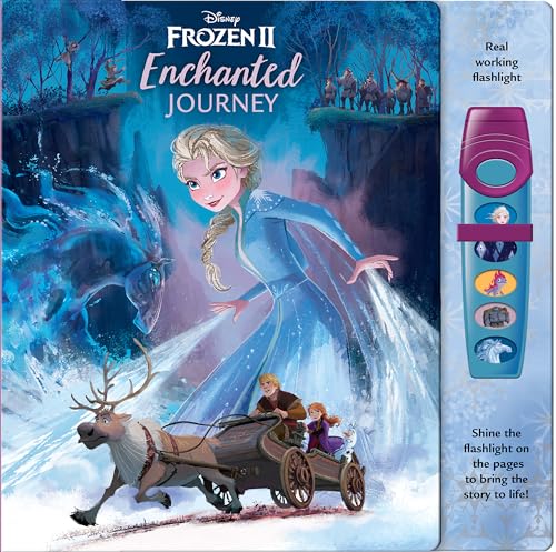 Disney Frozen 2 Elsa, Anna, Olaf and More! - Enchanted Journey - Sound Book and Interactive Sound Flashlight Toy Set - PI Kids (Play-A-Sound)
