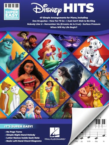 Disney Hits - Super Easy Songbook. Easy Piano.: 47 Simple Arrangements for Piano With Lyrics