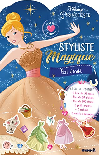 Disney Princesses - Styliste magique: Avec un livre de 32 pages ; Plus de 60 stickers ; Plus de 200 strass ; 6 petits crayons ; 2 pochoirs ; 8 motifs à décalquer von HEMMA