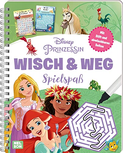 Disney Prinzessin: Wisch & Weg Spielspaß: Buch mit abwischbaren Seiten und Stift | Buch zum spielerischen Lernen ab 4 Jahren von Nelson