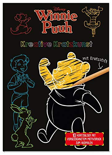Disney Winnie Puuh: Kreative Kratzkunst: 10 Kratzbilder mit vorgezeichnetem Motivdruck zum Ausmalen