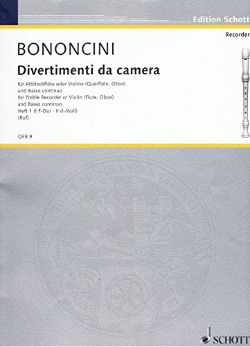 Divertimenti da camera: Alt-Blockflöte (Violine, Flöte, Oboe) und Basso continuo (Klavier); Violoncello (Viola da gamba) ad libitum. (Edition Schott)