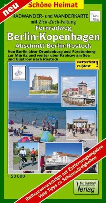 Doktor Barthel Karte Radwander- und Wanderkarte Fernradweg Berlin-Kopenhagen, Abschnitt Berlin-Rostock von Barthel