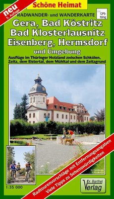 Radwander- und Wanderkarte Gera, Bad Köstritz, Bad Klosterlausnitz, Eisenberg, Hermsdorf und Umgebung von Barthel