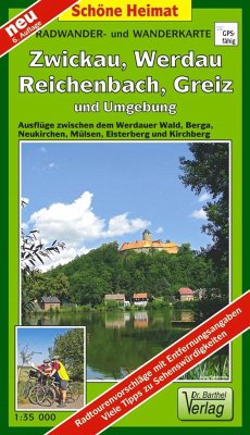 Radwander- und Wanderkarte Wälder um Zwickau, Werdau, Reichenbach, Greiz und Umgebung von Barthel