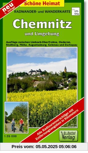 Doktor Barthel Wander- und Radwanderkarten, Wander- und Radwanderkarte Chemnitz und Umgebung: Ausflüge zwischen Limbach-Oberfrohna, Oederan, Flöha, Augustusburg, Gelenau und Zschopau