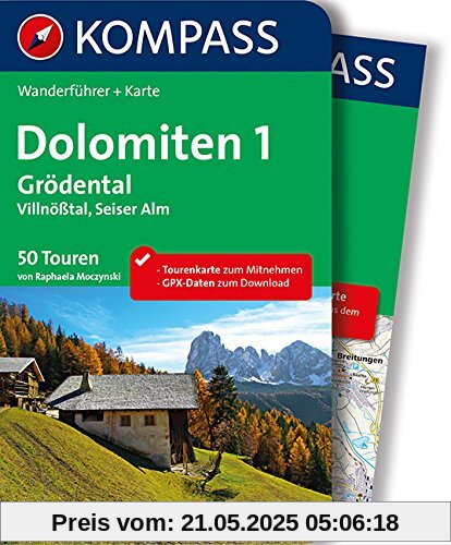 Dolomiten 1, Grödental - Villnößtal - Seiser Alm: Wanderführer mit Extra Tourenkarte zum Mitnehmen.