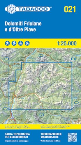 Dolomiti Sinistra Piave: 1:25000 (Carta topografica in scala 1:25.000, Band 21)