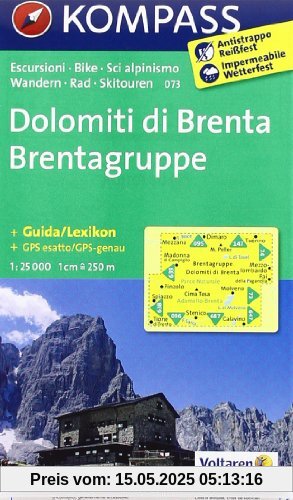 Dolomiti di Brenta - Brentagruppe: Wanderkarte mit Aktiv Guide, Radrouten und alpinen Skirouten. GPS-genau. Dt. /Ital. 1:25000