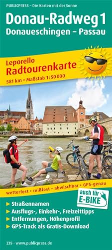 Donau-Radweg 1, Donaueschingen - Passau: Leporello Radtourenkarte mit Ausflugszielen, Einkehr- & Freizeittipps, wetterfest, reissfest, abwischbar, GPS-genau. 1:50000 (Leporello Radtourenkarte: LEP-RK)