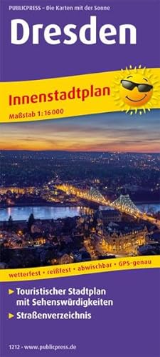 Dresden: Touristischer Innenstadtplan mit Sehenswürdigkeiten und Straßenverzeichnis. 1:16000 (Stadtplan: SP)