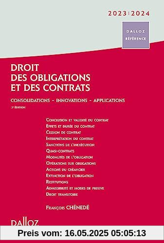 Droit des obligations et des contrats 2023/24 3ed: Consolidations, innovations, perspectives