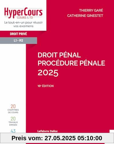 Droit pénal. Procédure pénale 2025. 16e éd.