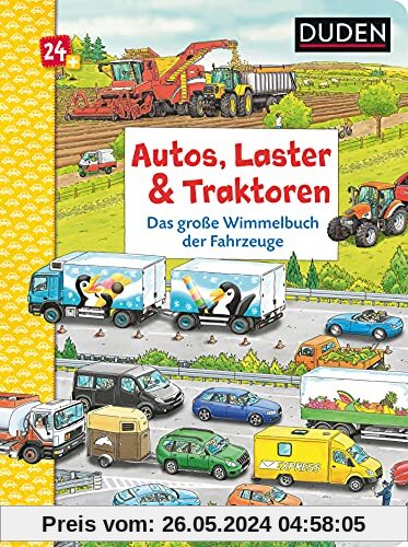 Duden 24+: Autos, Laster & Traktoren: Das große Wimmelbuch der Fahrzeuge (DUDEN Pappbilderbücher 24+ Monate, Band 4)