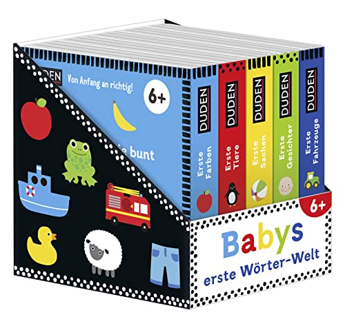 Duden 6+: Babys erste Wörter-Welt (Würfel): 5 Mini-Bücher | Kontrastbücher für die visuelle Entwicklung von Kleinkindern ab 6 Monaten
