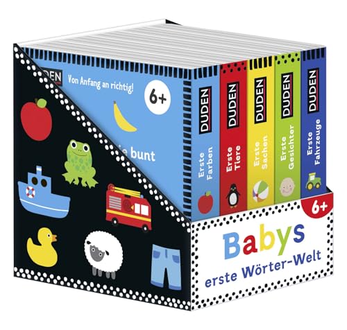 Duden 6+: Babys erste Wörter-Welt (Würfel): 5 Mini-Bücher | Kontrastbücher für die visuelle Entwicklung von Kleinkindern ab 6 Monaten von Fischer Sauerländer