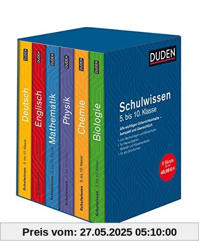 Duden Schulwissen 5. bis 10. Klasse 5 Bände: Alle wichtigen Unterrichtsinhalte – kompakt und übersichtlich (Basiswissen Schule)