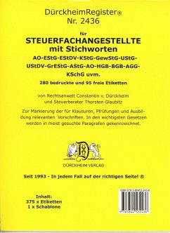 DürckheimRegister® STEUERFACHANGESTELLTE mit Stichworten Nr. 2436 von Dürckheim