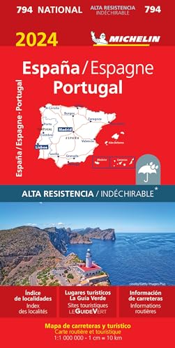 Spain Portugal 794 Indechirable 2024: wegenkaart Schaal 1 : 1.000.000 (Nationale kaarten Michelin)