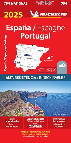 ESPANA PORTUGAL INDECHIRABLE 17794 2025: wegenkaart Schaal 1 : 1.000.000 (Nationale kaarten Michelin) von Michelin