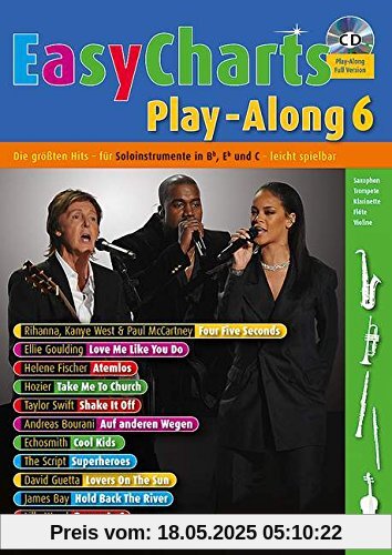 Easy Charts Play-Along: Die größten Hits spielerisch leicht gesetzt. Band 6. C/Eb/Bb-Instrument. Spielbuch mit CD. (Music Factory)