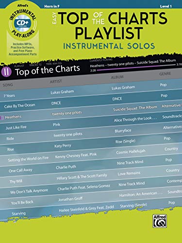 Easy Top of the Charts Playlist Instrumental Solos: Horn in F, Book & CD