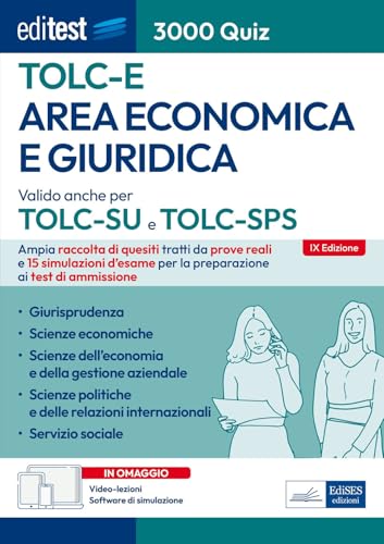 EdiTEST. Area economica e giuridica. 3000 quiz. Ampia raccolta di quesiti tratti da prove reali e 15 simulazioni d'esame per la preparazione ai test ... (EdiTest Ammissioni universitarie) von Editest