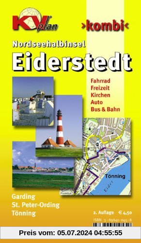 Eiderstedt Nordseehalbinsel - St. Peter Ording, Tönning, Garding: 1:15.000 Detailkarten der Orte mit Freizeitkarte 1:25.000 incl. aller Radrouten