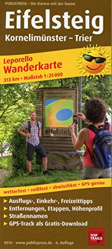 Eifelsteig, Kornelimünster - Trier: Leporello Wanderkarte mit Ausflugszielen, Einkehr- & Freizeittipps, wetterfest, reissfest, abwischbar, GPS-genau. 1:25000 (Leporello Wanderkarte: LEP-WK)