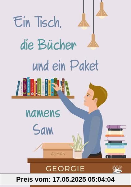 Ein Tisch, die Bücher und ein Paket namens Sam Ein Tisch, die Bücher und ein Paket namens Sam
