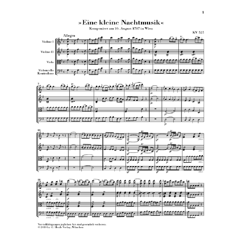 Eine kleine Nachtmusik G-Dur KV 525 Eine kleine Nachtmusik G-Dur KV 525