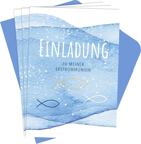 Einladung zu meiner Erstkommunion: 8 Einladungskarten mit Umschlag | mit Goldfolie geprägte Einladungen zur Erstkommunion | 8 Klapp-Karten mit Umschlag (Geschenke zur Erstkommunion) von Pattloch Geschenkbuch