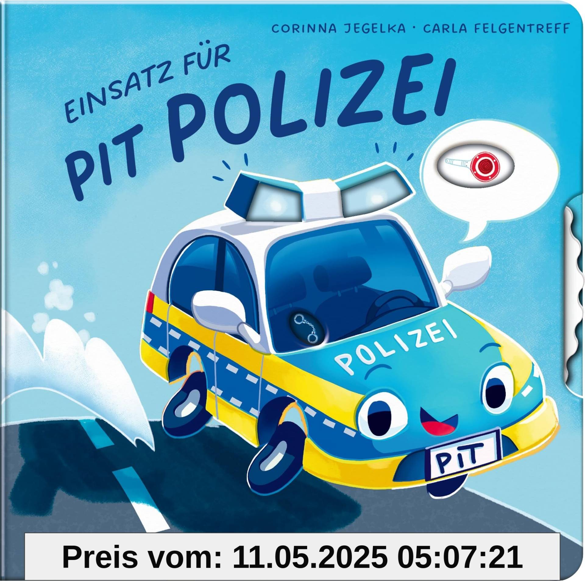 Einsatz für Pit Polizei: Interaktives Pappbilderbuch mit buntem Farbschnitt und einer hochwertigen Drehscheibe für Fahrzeugfans ab 2 Jahren (Kleine Fahrzeuge, großer Tag)