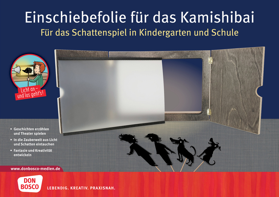 Einschiebefolie für das Kamishibai mit seitlichem Einschub. Für das Schattenspiel in Kindergarten und Schule Einschiebefolie für das Kamishibai mit seitlichem Einschub. Für das Schattenspiel in Kindergarten und Schule von Don Bosco Medien