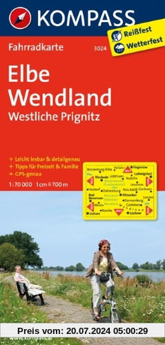 Elbe - Wendland - Westliche Prignitz: Fahrradkarte. GPS-genau. 1:70000