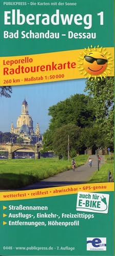 Elberadweg 1, Bad Schandau - Dessau: Leporello Radtourenkarte mit Ausflugszielen, Einkehr- & Freizeittipps, wetterfest, reissfest, abwischbar, GPS-genau. 1:50000 (Leporello Radtourenkarte: LEP-RK)