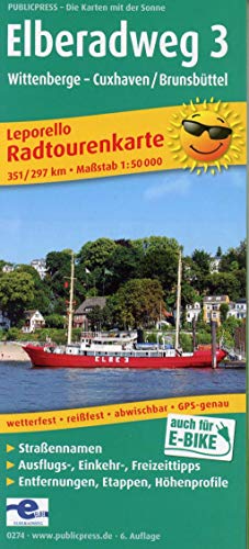 Elberadweg 3, Wittenberge - Cuxhaven: Leporello Radtourenkarte mit Ausflugszielen, Einkehr- & Freizeittipps, wetterfest, reissfest, abwischbar, ... (Leporello Radtourenkarte / LEP-RK)
