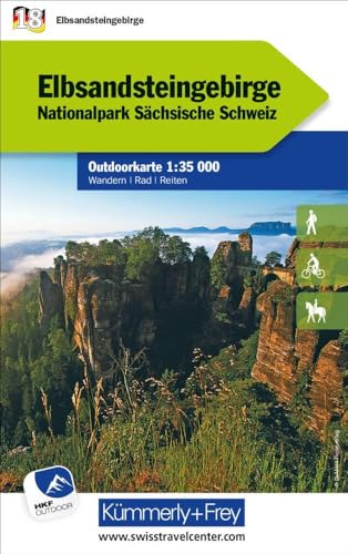 Elbsandsteingebirge Nationalpark Sächsische Schweiz, Nr. 18 Outdoorkarte Deutschland 1:35 000: Water resistant, free Download mit HKF Outdoor App (Kümmerly+Frey Outdoorkarten Deutschland, Band 18) von Kümmerly+Frey